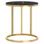 Beistelltisch aus schwarzem und goldenem Marmor aus gehärtetem Glas, 45 cm von , Seitentische - Ref: Foro24-331663, Preis: 46...