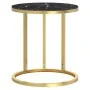 Black and gold marble tempered glass side table 45 cm by , Side tables - Ref: Foro24-331663, Price: 60,03 €, Discount: %