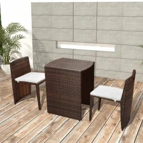 Garden bistro table and chairs 3 pcs and brown poly rattan cushions by vidaXL, Garden sets - Ref: Foro24-42881, Price: 175,10...