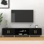 Black plywood TV cabinet 180x31.5x40 cm by , TV Furniture - Ref: Foro24-816257, Price: 106,41 €, Discount: %