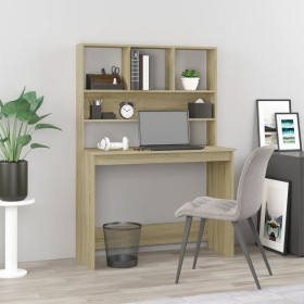 Schreibtisch aus Sonoma-Eichensperrholz mit Regalen, 102 x 45 x 148 cm von , Schreibtische - Ref: Foro24-823003, Preis: 80,74...