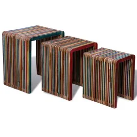 Juego de mesas apilables 3 unidades teca reciclada de colores de , Mesas auxiliares - Ref: Foro24-241717, Precio: 135,79 €, D...