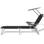 Tumbona con toldo de acero acero negro de vidaXL, Tumbonas - Ref: Foro24-42932, Precio: 119,25 €, Descuento: %
