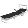 Tumbona con toldo de acero acero negro de vidaXL, Tumbonas - Ref: Foro24-42932, Precio: 119,25 €, Descuento: %