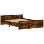 Bed frame with smoked oak headboard and footboard 135x190cm by , Beds and slatted bases - Ref: Foro24-3203793, Price: 145,03 ...