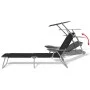 Tumbona con toldo de acero acero negro de vidaXL, Tumbonas - Ref: Foro24-42932, Precio: 119,25 €, Descuento: %