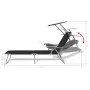 Tumbona con toldo de acero acero negro de vidaXL, Tumbonas - Ref: Foro24-42932, Precio: 119,25 €, Descuento: %