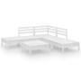 Juego de muebles de jardín 6 piezas madera maciza pino blanco
