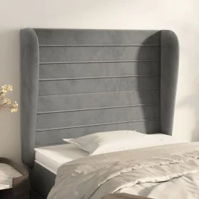 Headboard with light gray velvet ears 93x23x118/128 cm by , Headboards and footboards - Ref: Foro24-3118132, Price: 65,06 €, ...