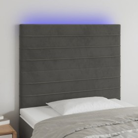 Cabecero con luces LED terciopelo gris oscuro 90x5x118/128 cm