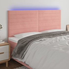 Cabecero con luces LED terciopelo rosa 180x5x118/128 cm de , Cabeceros y pies de cama - Ref: Foro24-3122629, Precio: 113,73 €...