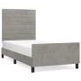Light gray velvet bed frame with headboard 90x200 cm by , Beds and slatted bases - Ref: Foro24-3125794, Price: 127,66 €, Disc...