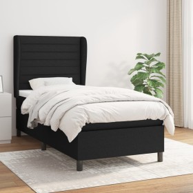 Cama box spring con colchón tela negro 100x200 cm