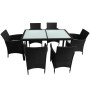 Set comedor de jardín 7 piezas y cojines ratán sintético negro de vidaXL, Conjuntos de jardín - Ref: Foro24-43120, Precio: 52...