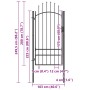 Puerta de jardín de acero negro 1x2,5 m