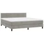 Box spring bed with mattress and LED light gray velvet 180x200 cm by , Beds and slatted bases - Ref: Foro24-3134477, Price: 5...