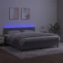 Box spring bed with mattress and LED light gray velvet 180x200 cm by , Beds and slatted bases - Ref: Foro24-3134477, Price: 5...