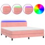 Boxspringbett mit Matratze und LED-Rosa-Samt 180x200 cm von , Betten und Lattenroste - Ref: Foro24-3134482, Preis: 499,46 €, ...