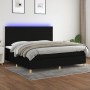 Cama box spring colchón y luces LED tela negro 200x200 cm de , Camas y somieres - Ref: Foro24-3135543, Precio: 680,47 €