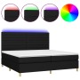 Box spring bed mattress and LED lights black fabric 200x200 cm by , Beds and slatted bases - Ref: Foro24-3135543, Price: 651,...