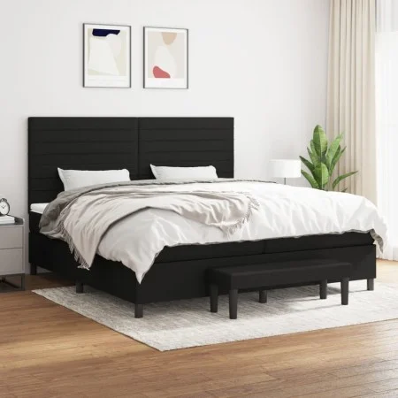 Box spring bed with black fabric mattress 200x200 cm by , Beds and slatted bases - Ref: Foro24-3136703, Price: 730,04 €, Disc...