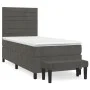 Box spring bed with dark gray velvet mattress 90x190 cm by , Beds and slatted bases - Ref: Foro24-3137876, Price: 321,67 €, D...