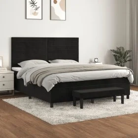 Box spring bed with black velvet mattress 180x200 cm by , Beds and slatted bases - Ref: Foro24-3137919, Price: 610,70 €, Disc...