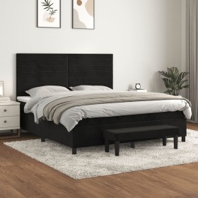 Cama box spring con colchón terciopelo negro 180x200 cm de , Camas y somieres - Ref: Foro24-3137919, Precio: 622,64 €, Descue...