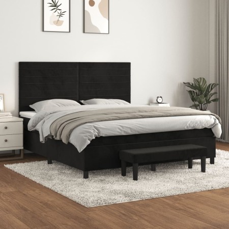 Boxspringbett mit schwarzer Samtmatratze 180x200 cm von , Betten und Lattenroste - Ref: Foro24-3137919, Preis: 622,64 €, Raba...