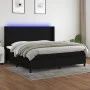 Box spring bed mattress and LED lights black fabric 200x200 cm by , Beds and slatted bases - Ref: Foro24-3138423, Price: 657,...