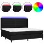 Box spring bed mattress and LED lights black fabric 200x200 cm by , Beds and slatted bases - Ref: Foro24-3138423, Price: 657,...