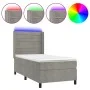 Box spring bed with mattress and LED light gray velvet 90x190 cm by , Beds and slatted bases - Ref: Foro24-3139595, Price: 30...