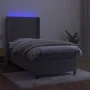 Box spring bed with mattress and LED light gray velvet 90x190 cm by , Beds and slatted bases - Ref: Foro24-3139595, Price: 30...