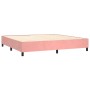 Cama box spring con colchón terciopelo rosa 200x200 cm