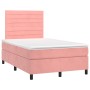 Cama box spring con colchón terciopelo rosa 120x200 cm