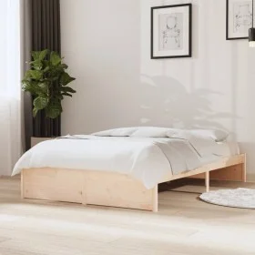 Solid wood bed frame 120x190 cm by , Beds and slatted bases - Ref: Foro24-814919, Price: 126,05 €, Discount: %