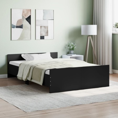 Estructura de cama con cabecero piecero negro 120x190 cm