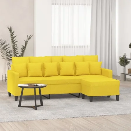 3-seater sofa with light yellow fabric stool 180 cm by , Sofas - Ref: Foro24-3201094, Price: 293,88 €, Discount: %