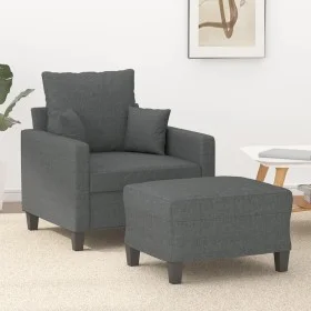 Sessel mit Hocker dunkelgrauer Stoff 60 cm von , Sofas - Ref: Foro24-3201082, Preis: 184,97 €, Rabatt: %