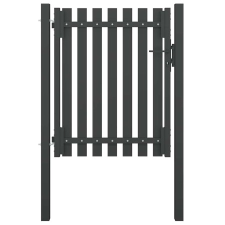 Puerta de valla del jardín de acero gris antracita 1x1,5 cm