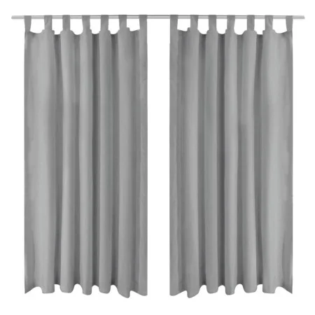 Micro-satin curtains with loops 2 units 140x225 cm gray by vidaXL, Curtains and curtains - Ref: Foro24-132214, Price: 24,20 €...