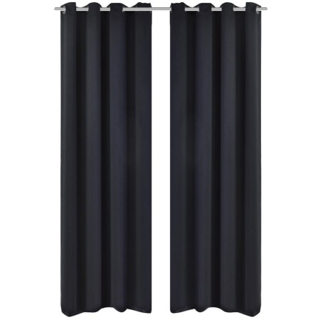 Cortinas opacas 2 piezas con ojales de metal 135x175 cm negras de vidaXL, Cortinas y visillos - Ref: Foro24-132199, Precio: 3...