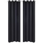 Cortinas opacas 2 piezas con ojales de metal 135x175 cm negras de vidaXL, Cortinas y visillos - Ref: Foro24-132199, Precio: 3...