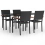 Juego de comedor de jardín 5 piezas ratán sintético negro