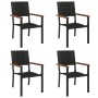 Juego de comedor de jardín 5 piezas ratán sintético negro