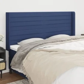 Cabecero con orejas de tela azul 183x16x118/128 cm de , Cabeceros y pies de cama - Ref: Foro24-3119740, Precio: 121,87 €, Des...