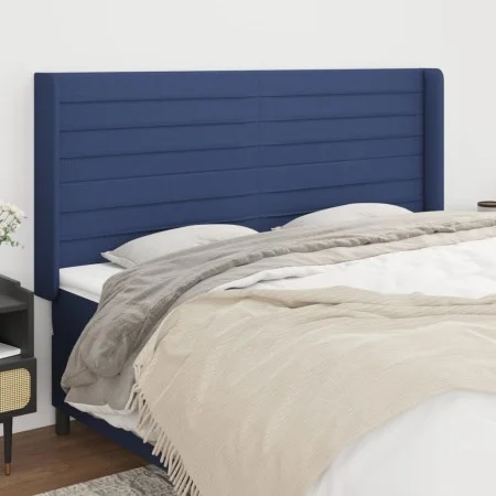 Headboard with blue fabric ears 183x16x118/128 cm by , Headboards and footboards - Ref: Foro24-3119740, Price: 122,32 €, Disc...