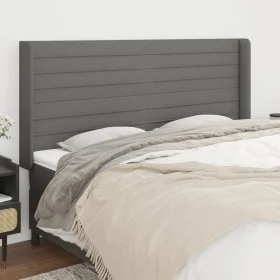 Headboard with dark gray fabric ears 183x16x118/128 cm by , Headboards and footboards - Ref: Foro24-3119735, Price: 110,24 €,...