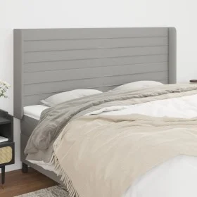 Headboard with light gray fabric ears 203x16x118/128 cm by , Headboards and footboards - Ref: Foro24-3119742, Price: 106,15 €...