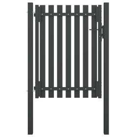 Puerta de valla del jardín de acero gris antracita 1x1,7 cm